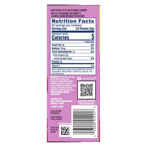 60 Packets, 1.87 oz Crystal Light Drink Mix, Pitcher for Flavorful Hydration and Shareable Refreshment, Naturally