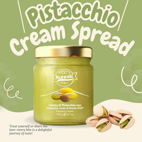 6.7 oz Sanniti Marullo Sicilian Pistachio Spread Crema di Pistacchio Verde di Bronte DOP
