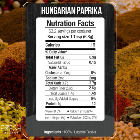 Fresh Finest Hungarian Paprika, Authentic Sweet Paprika Powder, Mild Spice for a Wide Range of Dishes - 15oz (430g)