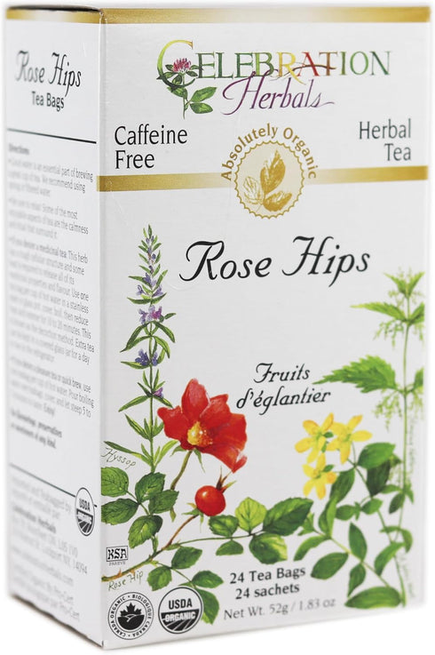 CELEBRATION HERBALS Organic Rose HIPS Tea, 24 Bags, 0.02 Pound