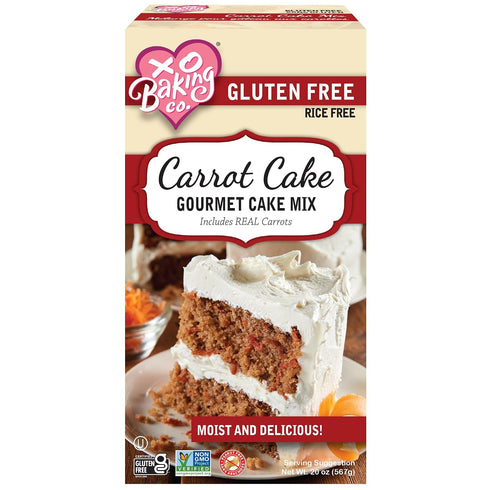 20oz XO Baking Co. Gluten Free Carrot Cake Gourmet Cake Mix; Contains Real Carrots; Non-GMO; Kosher; Rice Free; Soy