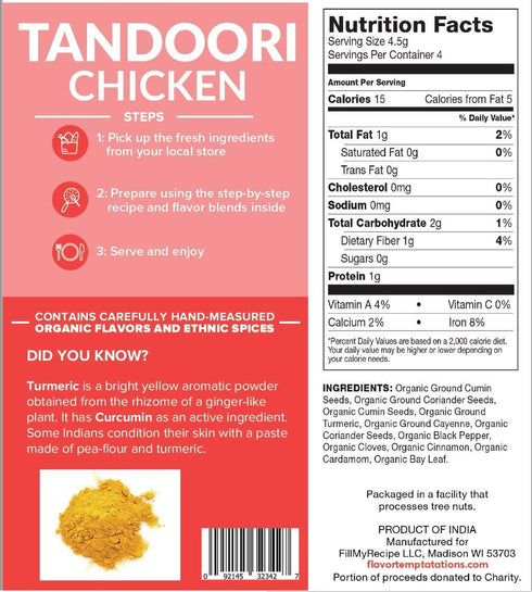 (1 Tandoori Chicken and Cumin Rice Indian food spices kit by Flavor Temptations | Home Cook Authentic Indian food |