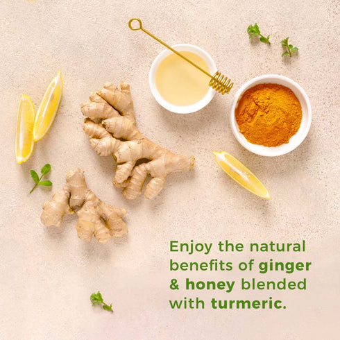 25 Prince of Peace Instant Ginger Honey Crystals w/Turmeric, Sachets Instant Hot or Cold Beverage Easy to Brew Ginger