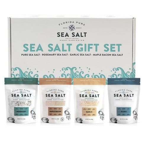 Florida Pure Sea Salt Gift Set - 4 Flavors Bundle with Garlic,