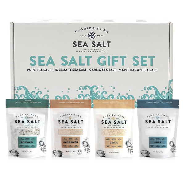 Florida Pure Sea Salt Gift Set - 4 Flavors Bundle with Garlic,