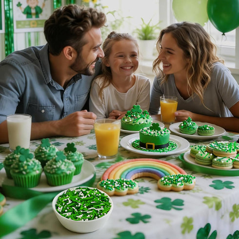 LEBERY 8 Oz Jimmies St. Patrick's Day Sprinkles Green Sprinkles for Cake Decorating White Green Mix Edible Mini Sugar