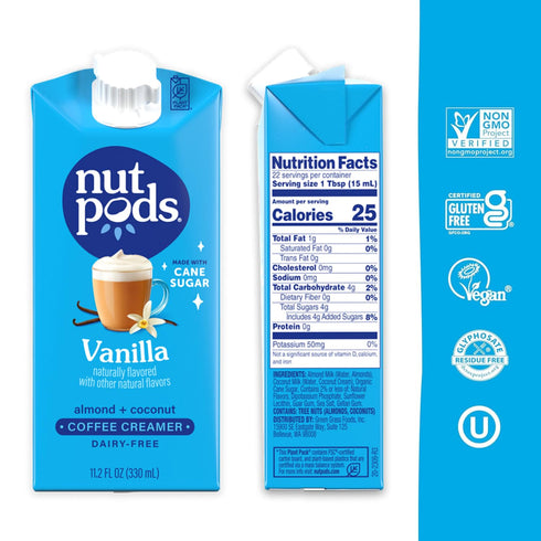(3-Pack) nutpods Vanilla Non Dairy Coffee Creamer, Sweetened with Organic Cane Sugar, Made from Almonds and Coconuts