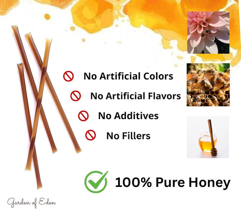 Garden of Eden Honey Company (50 Count) Pack Garden of Eden Pure Honey Sticks Natural Tea & Coffee Sweetener Single