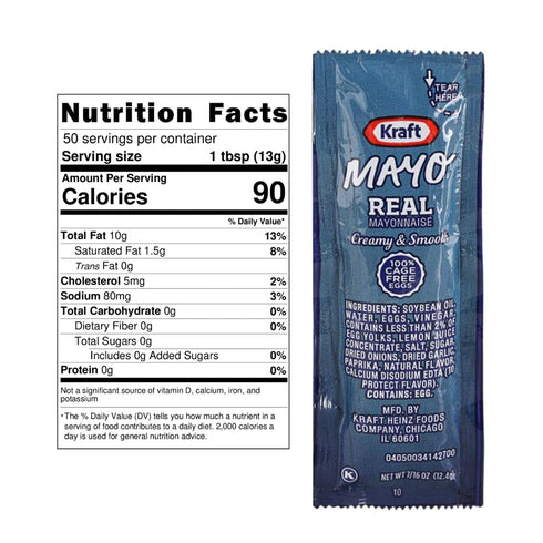 Packets 7/16 Oz 50 Count Packs 8 10 inch Mayo Assortment Gift - Single Serve - Mayo Condiment with x Chronos Food Safe