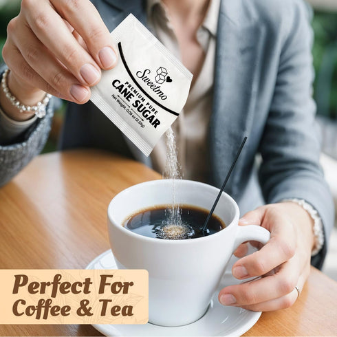 Packets 1000 Count Packets, Packets Sweetmo Sugar Pure Cane White Granulated Sugar Individual Wrapped, Bulk for Coffee
