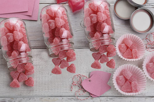 Gummy Gummi (5 Fruidles Valentine's Coated Cinnamon Jelly Hearts, Delicious Candy, Fun and Festive Holiday Snacking