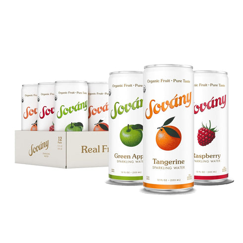 Sovny Flavored Sparkling Water, Variety Pack, Seltzer Water Drinks, USDA Organic, Made