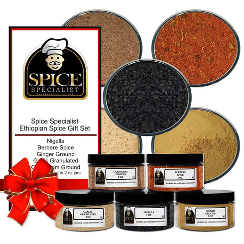 Chef Cherie Ethiopian spice set - Contains: 5 Plastic Jars (1 each of: Nigella,