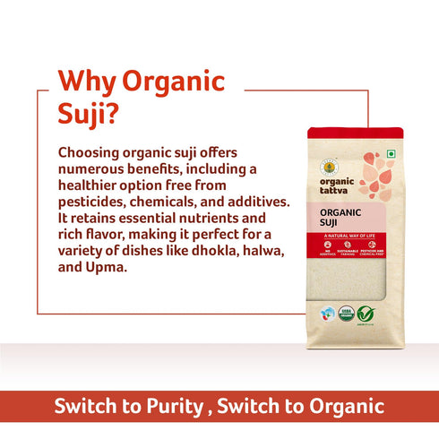 500g Organic Tattva Semolina Coarse Rawa Suji, USDA Organic Certified