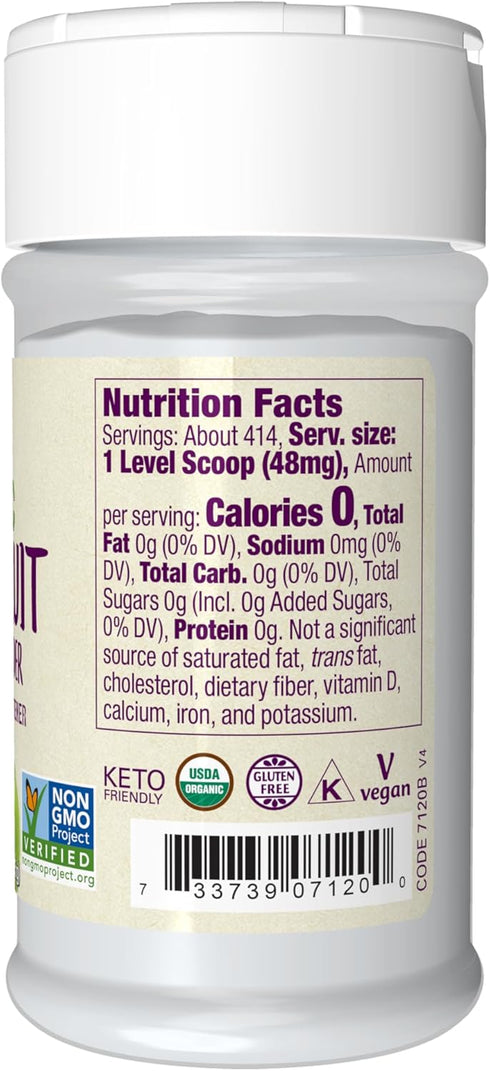 NOW Foods Organic Monk Fruit Extract Powder - Zero Calorie Sweetener, 0.7-Ounce