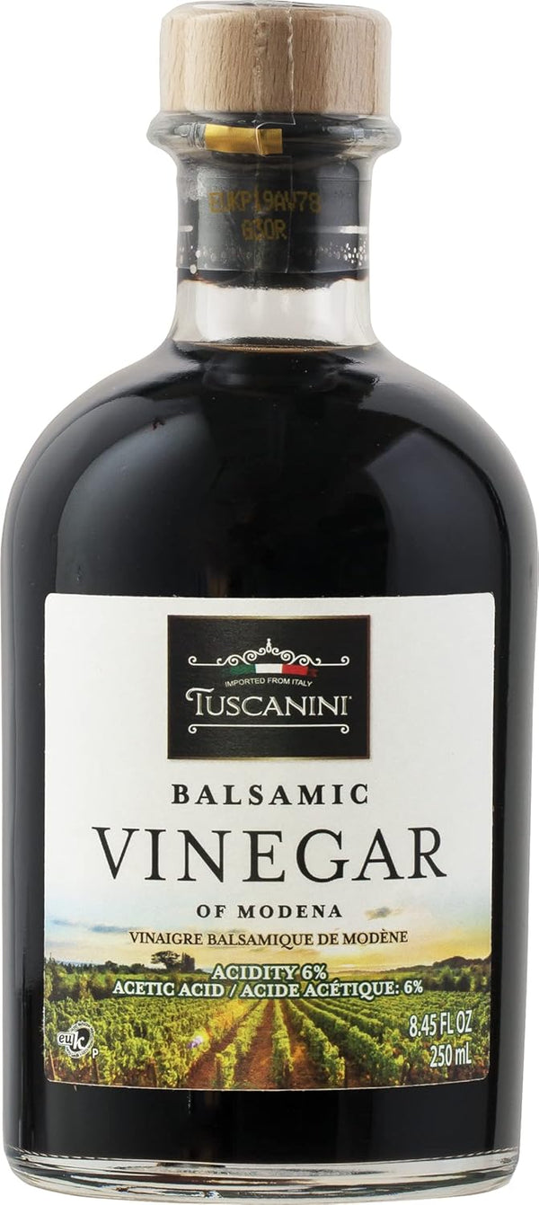 Tuscanini Premium Quality Balsamic Vinegar of Modena Italy, 6% Acidity, 8.45oz Glass
