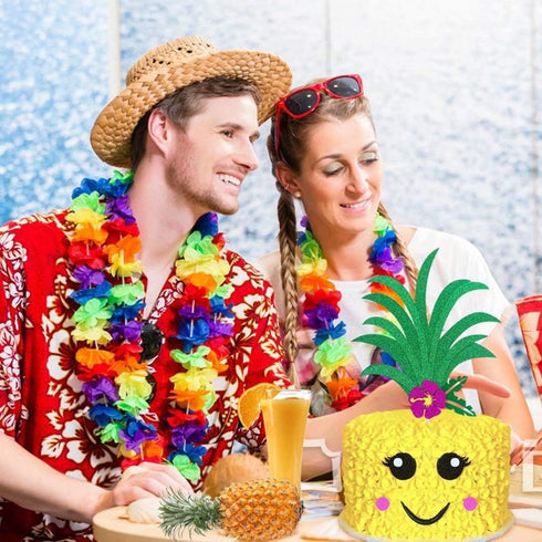 Palksky Glitter Big Pineapple Cake Topper Set, Tropical Hawaiian Aloha Luau Themed Party Decoration (6.8x5.8inch)