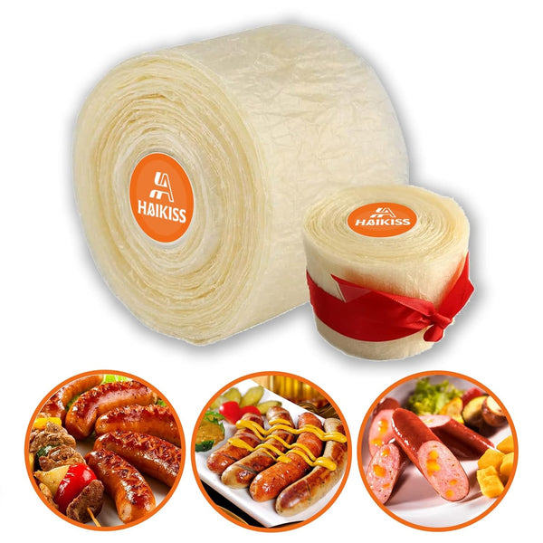 HAIKISS Edible Drying Sausage Casing, Natural Sausage Casings for Flavorous Homemade Sausages,