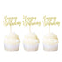 Ercadio 24 Pack Happy Birthday Cupcake Toppers, Gold Glitter Cake Picks for Party Decoration