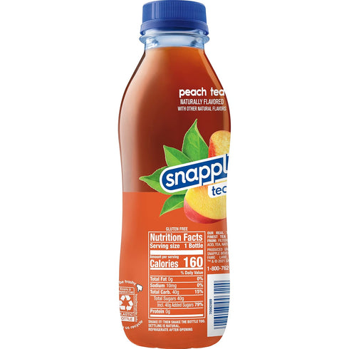 16 oz Pack 12 Snapple Peach Tea, fl recycled plastic bottle