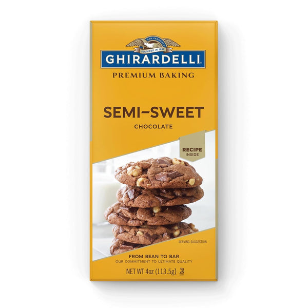 GHIRARDELLI Premium Semi-Sweet Chocolate Baking Bar, 4 oz Smooth Baking Chocolate for