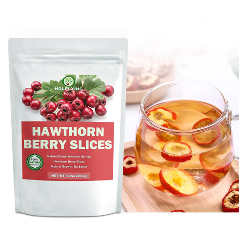 HOLFLYING 8.0oz, Dried Hawthorn Berry Slices, No Seeds - All-Natural Hawthorn Slices for Tea and Snacking, Hawthorn