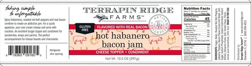 10.5 oz Terrapin Ridge Farms Hot Habanero Bacon Jam, Spicy Gourmet Spread Two Jars