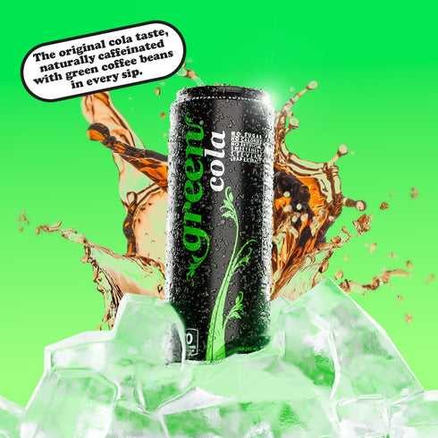 100% 100% 12 Oz Pack 8 Green Cola - Sugar Free, Zero Calories, Naturally Sweetened with Stevia Leaf Extract, Carbonated