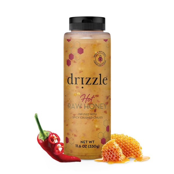Drizzle Hot Honey - All Natural Raw Spicy Honey Sauce, Infused with