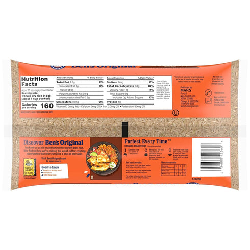 2 lb (Pack 3) BEN'S ORIGINAL Whole Grain Brown Rice, Bag