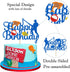 Glorymoment Birthday Fishing Cake Toppers, Glitter Blue Bobber Double Sided Cake Topper for Fisherman Party Supplies