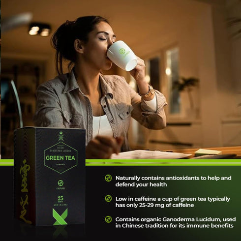 (1 25 ORGANO Green Tea with Ganoderma Lucidum Box of Sachets)