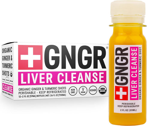 +GNGR Liver Cleanse Detox & Repair, Cold-Pressed Ginger Shot with Organic Milk