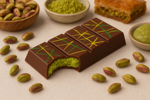 3.3 Oz (95 Dubai Chocolate Bar Pistachio, Crunchy Knafeh Chocolate Bar with Pistachio Cream and Kataifi, Viral Candy