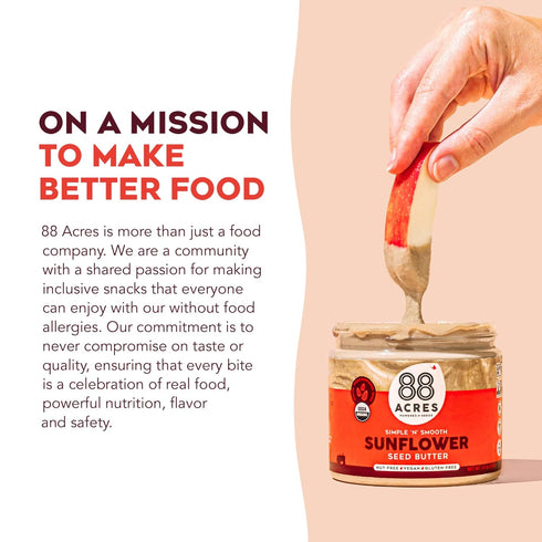 88 14 oz 2 Pack, 5g Acres Organic Sunflower Seed Butter, Jar, Butter Spread with Plant-Based Protein, Gluten Free, Nut