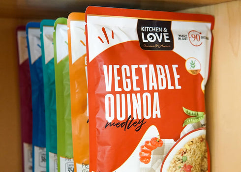 8 Oz, 6-Pack Kitchen & Love Vegetable Quinoa Medley, Pre Cooked, Microwave Ready Pouch, Shelf Stable, Non Gmo, Gluten