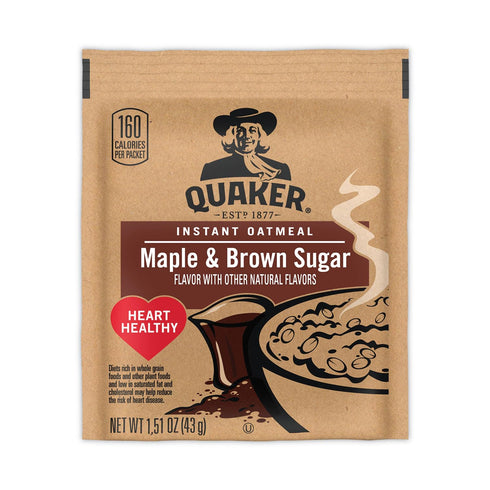 Quaker Instant Oatmeal Cereal, Maple and Brown Sugar, (40-1.51 oz packets) 60.6