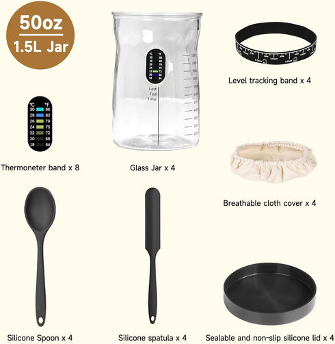 '-50 Oz Gifts(4 Sourdough Starter Kit Wide Bore and Large Capacity Sourdough Starter Jar- Perfect Sourdough Bread Baking