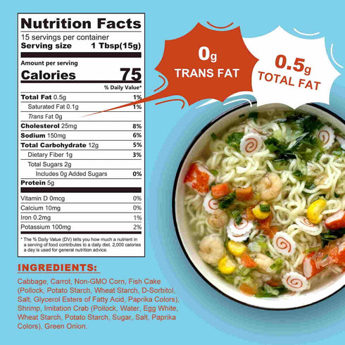 Talcufon 8 Oz, 227G Ramen Toppings Classic Seafood and Vegetables Mix Premium Seafood and Sun-dried Seasonal