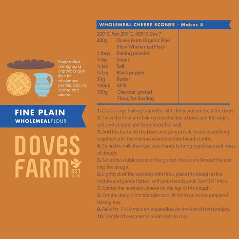1Kg Doves Farm Organic Fine Plain Wholemeal Flour | | Perfect for Wholesome Baking and Cooking | Sustainably Sourced