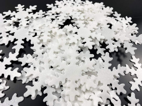 48pcs Edible Christmas Snowflakes, White Cupcake Cake Toppers for Christmas Winter Theme Party