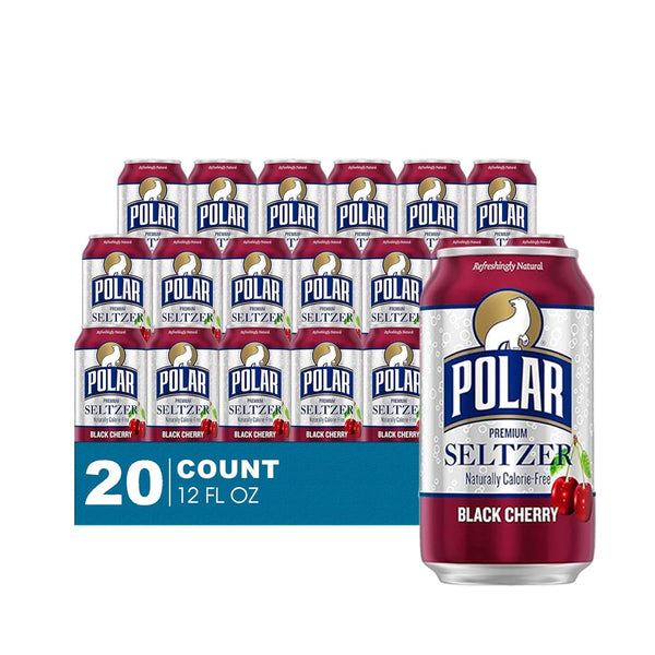 Polar Seltzer 20 Pack of Black Cherry Premium Sparkling Water 12 fl oz Aluminum