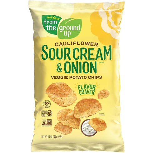6 Pack 6 Pack) Real Food From The Ground Up Cauliflower Chips - Snack Bags (Sour Cream & Onion