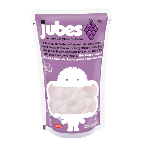 (12.7 oz, Pack 6) Jubes Grape Nata De Coco Jelly Cubes of - Grape Coconut Jelly Cubes for Sago - Coconut Gel in Syrup