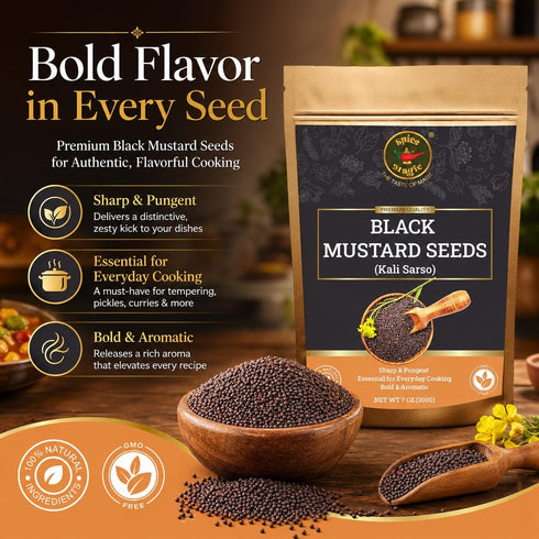 100% 7oz (200g) Spice Magic Black Mustard Seed ~ Pure, Aromatic & Natural | I Kali Rai | Non-GMO | Indian Origin