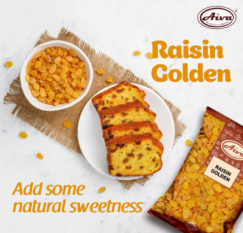 (5 LB) Aiva Golden California Raisins Naturally Sweet Dried Fruit for Snacking, Baking, and Cooking