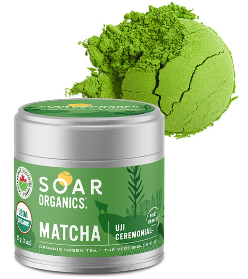 Soar Organics Uji Ceremonial Grade Matcha Green Tea Powder, Authentic Japanese Origin (1 oz)