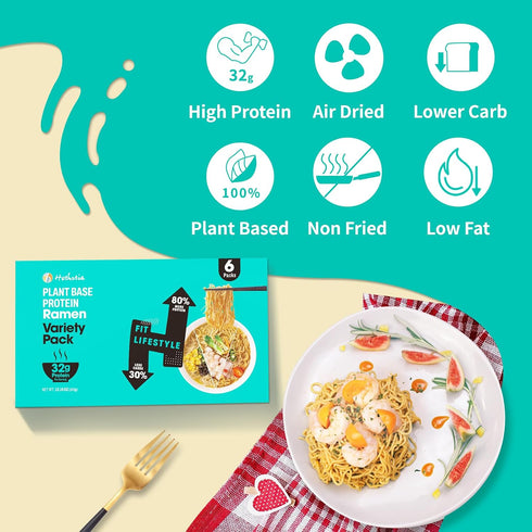 (10 Packs) 6-Pack), Hethstia Konjac Rice & High Protein Ramen Variety Bundle Dried Shirataki Rice with Protein Ramen