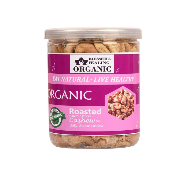 Blessfull Healing Organic Natural, Vegan Chilly Cheese Roasted Halves/Pieces Cashew Nuts Crunchy Kaju 250