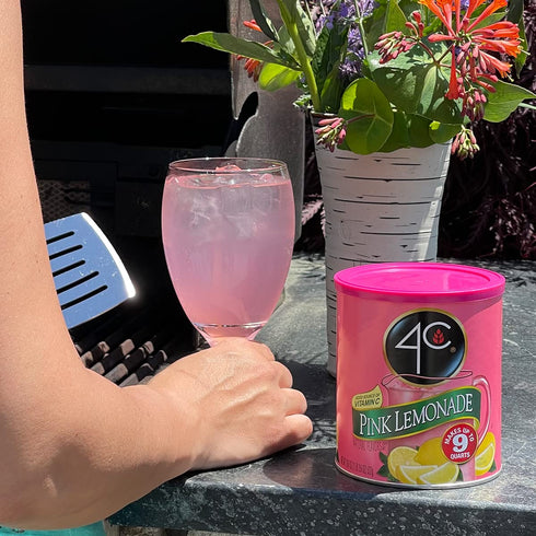 4C 6 Pack, 9 Powdered Drink Mix Canister, Pink Lemonade Quarts, Family Sized Bin, Thirst Quenching Flavors